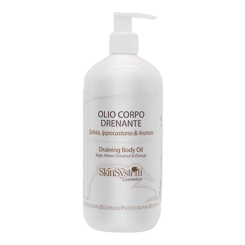SkinSystem Draining Body Oil Sage Horse Chestnut & Orange 500ml - olio drenante