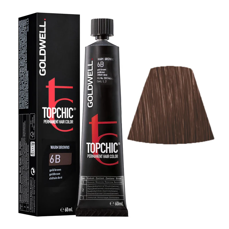 Goldwell Topchic Tube 6B Golden Brown 60ml - colore permanente in tubo