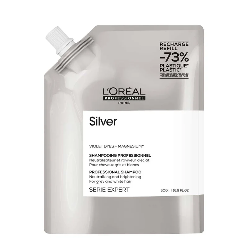 L'Oreal Professionnel Paris Serie Expert Silver Shampoo Refill 500ml - eco-ricarica shampoo antigiallo