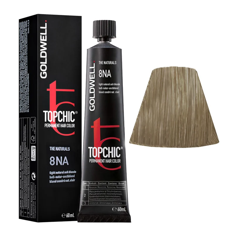 Goldwell Topchic Tube 8NA Light, Natural Ash Blonde 60ml - colore permanente in tubo
