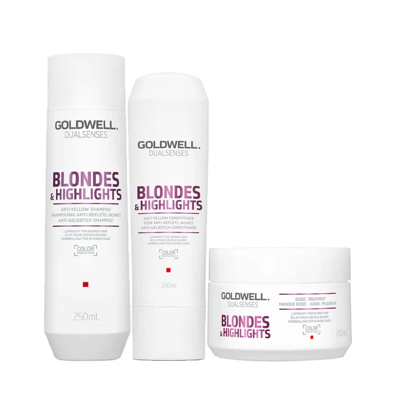 Goldwell Dualsenses Blonde & Highlights Anti-Yellow Shampoo 250ml Conditioner 200ml Mask 200ml