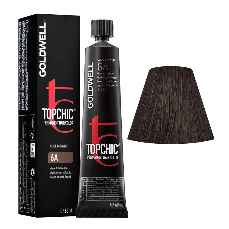 Goldwell Topchic Tube C6A Dark Ash Blonde 60ml - colore permanente in tubo