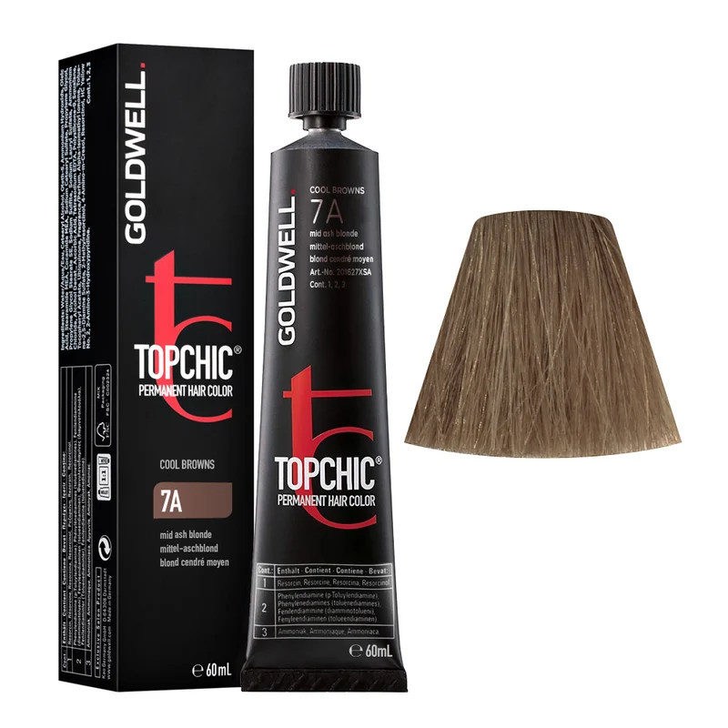 Goldwell Topchic Tube C7A Medium Ash Blonde 60ml - colore permanente in tubo