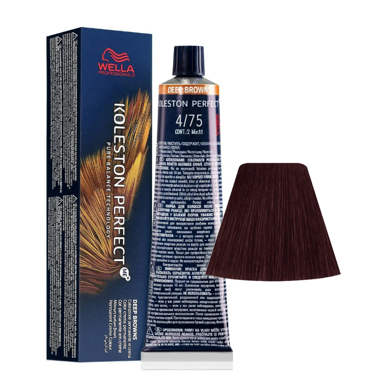Wella Koleston Perfect Me+ Deep Browns 4/75 Castano Medio Sabbia Mogano 60ml - colorazione permanente