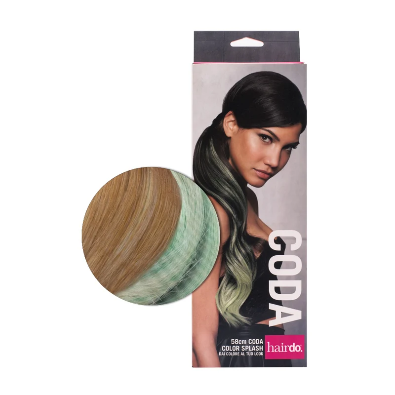 Hairdo Coda Color Splash Ginger Blonde / Light Green 58cm - coda verde chiaro su biondo medio