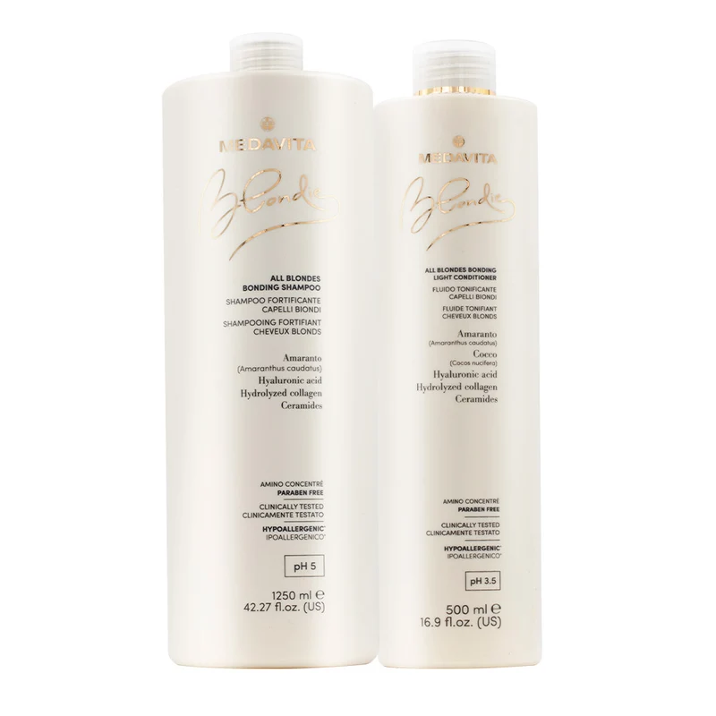 Medavita Blondie Shampoo 1250ml e Balsamo 500ml per tutti i Capelli Biondi