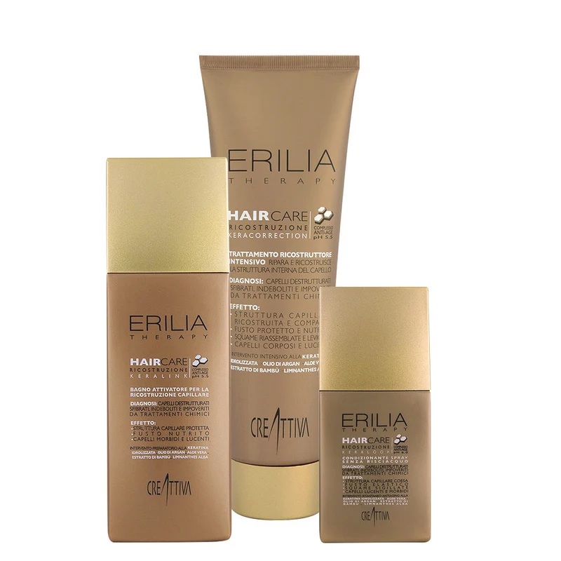 Creattiva Erilia kit Ristrutturante Shampoo 250ml Maschera 300ml Balsamo Spray 150ml