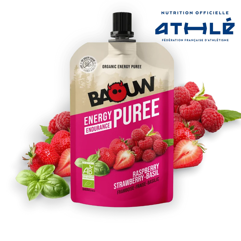 Purè Energetico BAOUW Bio Ricetta ai Frutti Lampone/Fragola/Basilico (90g)